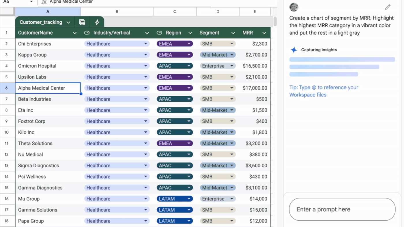 Gemini for Google: AI Spreadsheet Generator
