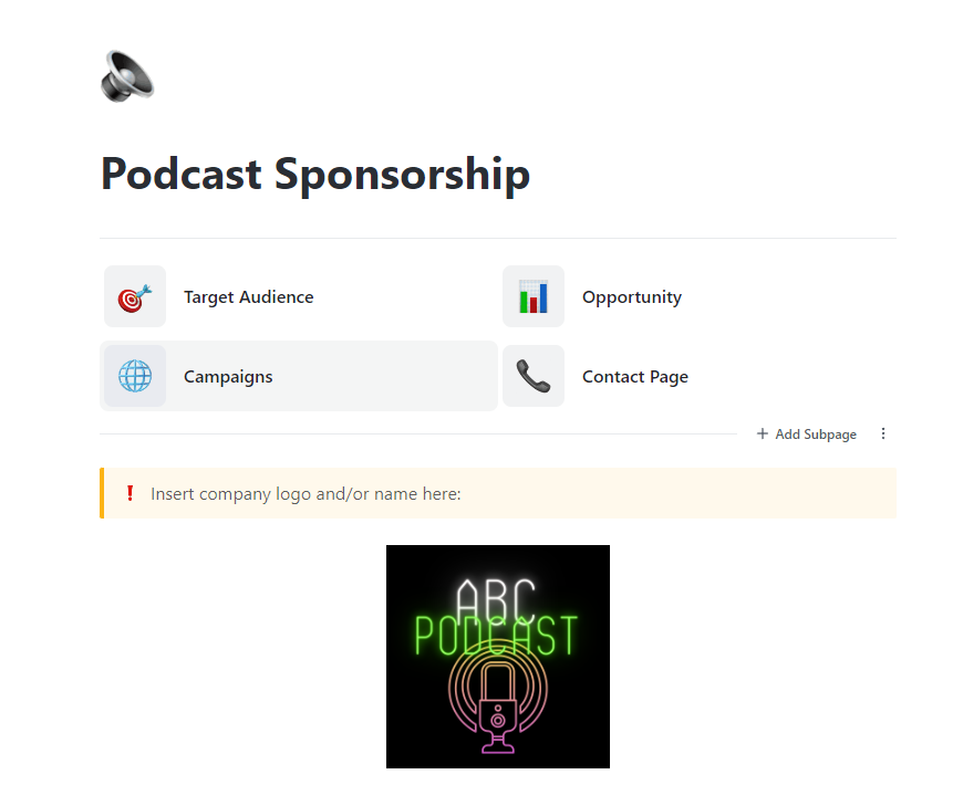 Sponsorship Proposal Template: ClickUp Podcast Sponsorship Template