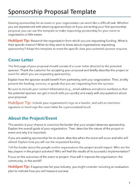 HubSpot Sponsorship Proposal Template