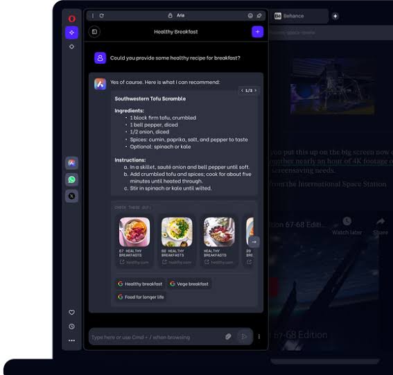 Opera: Download the browser and summarize sites 
