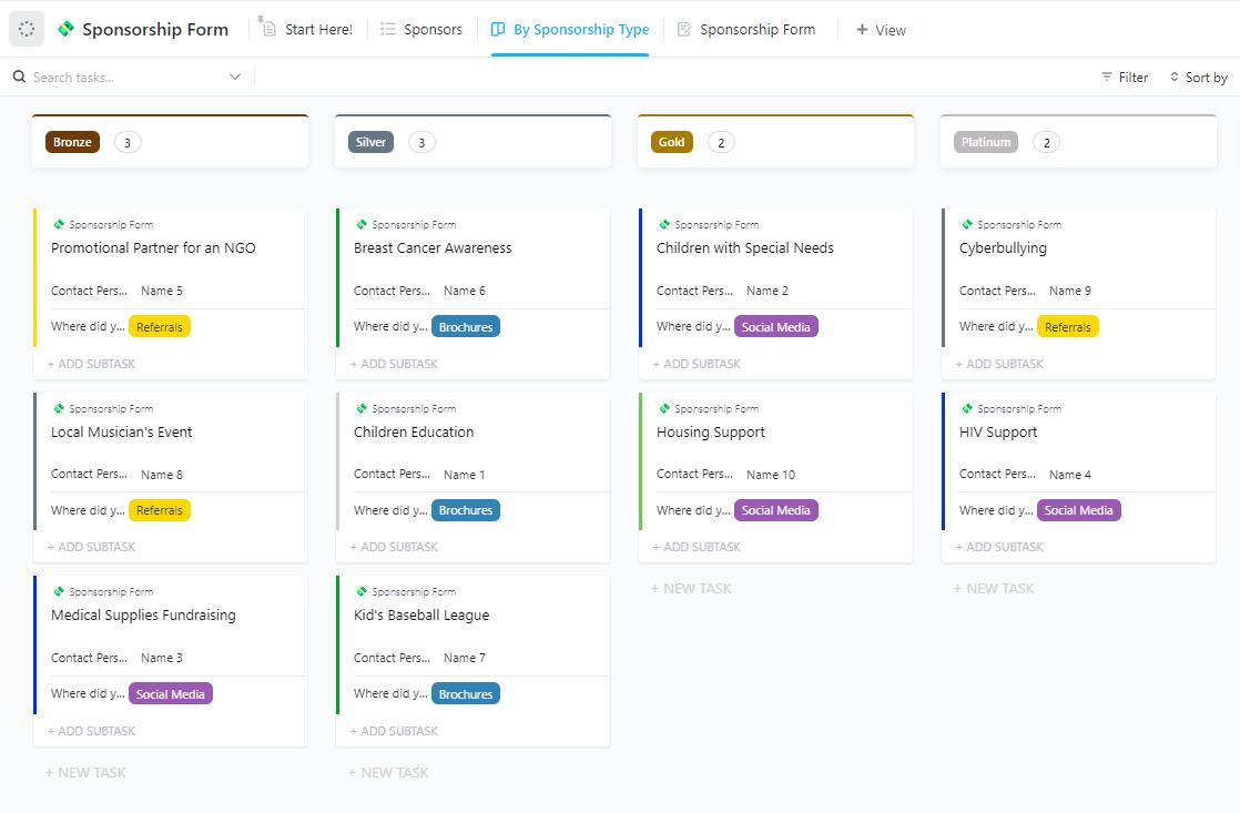 ClickUp Sponsorship Form Template
