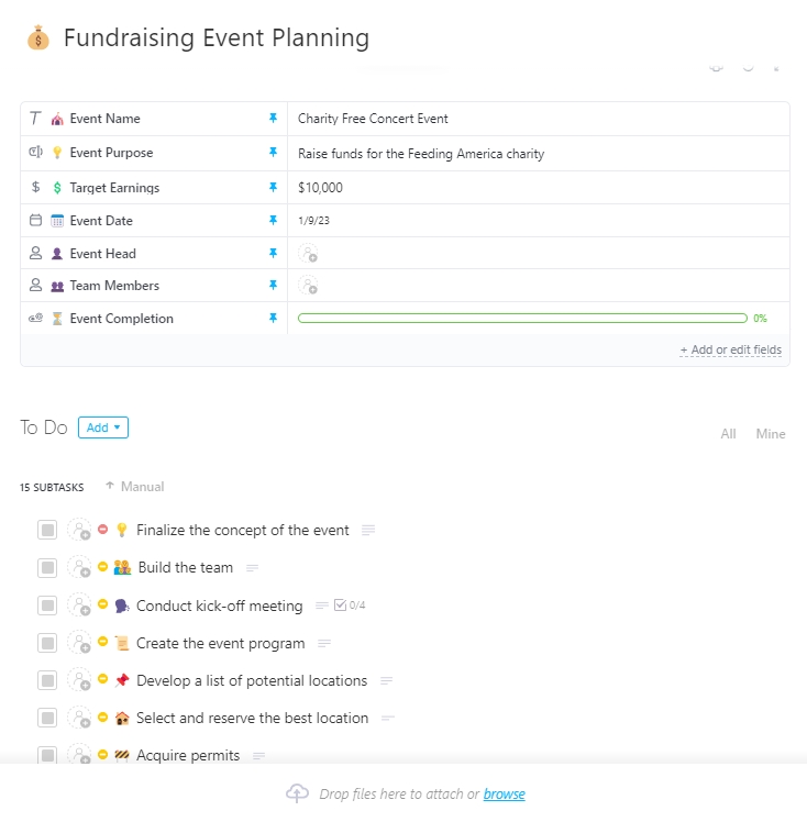 Sponsorship Proposal Template: ClickUp Fundraising Event Planning Template