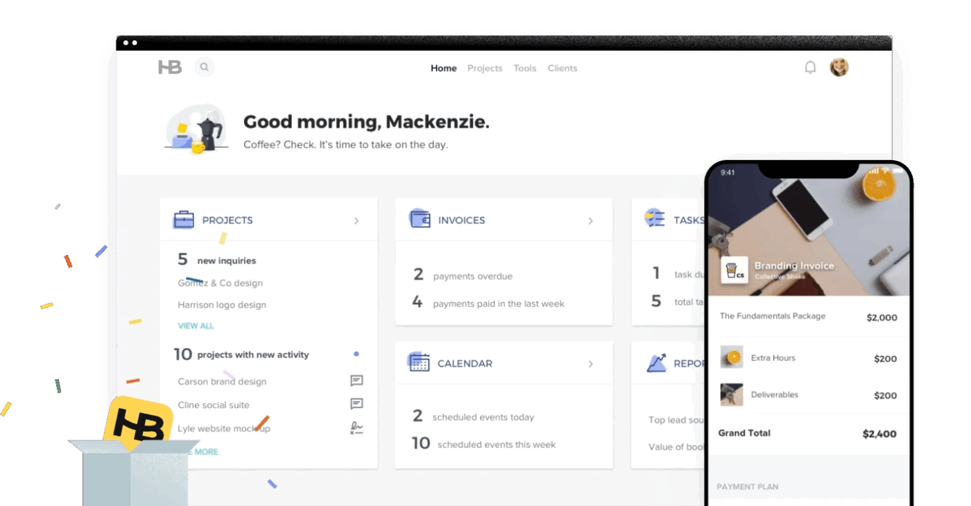 Honeybook: Client portal examples