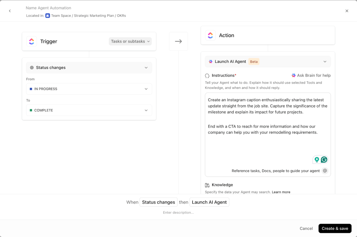 ClickUp AI Agents: marketingstrategieën voor bouwbedrijven