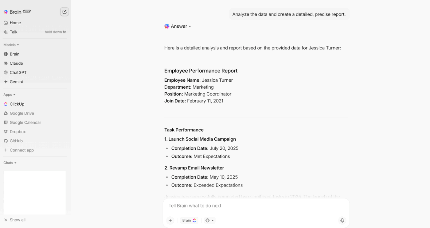 ClickUp Brain MAX: Create advanced yet accurate reports