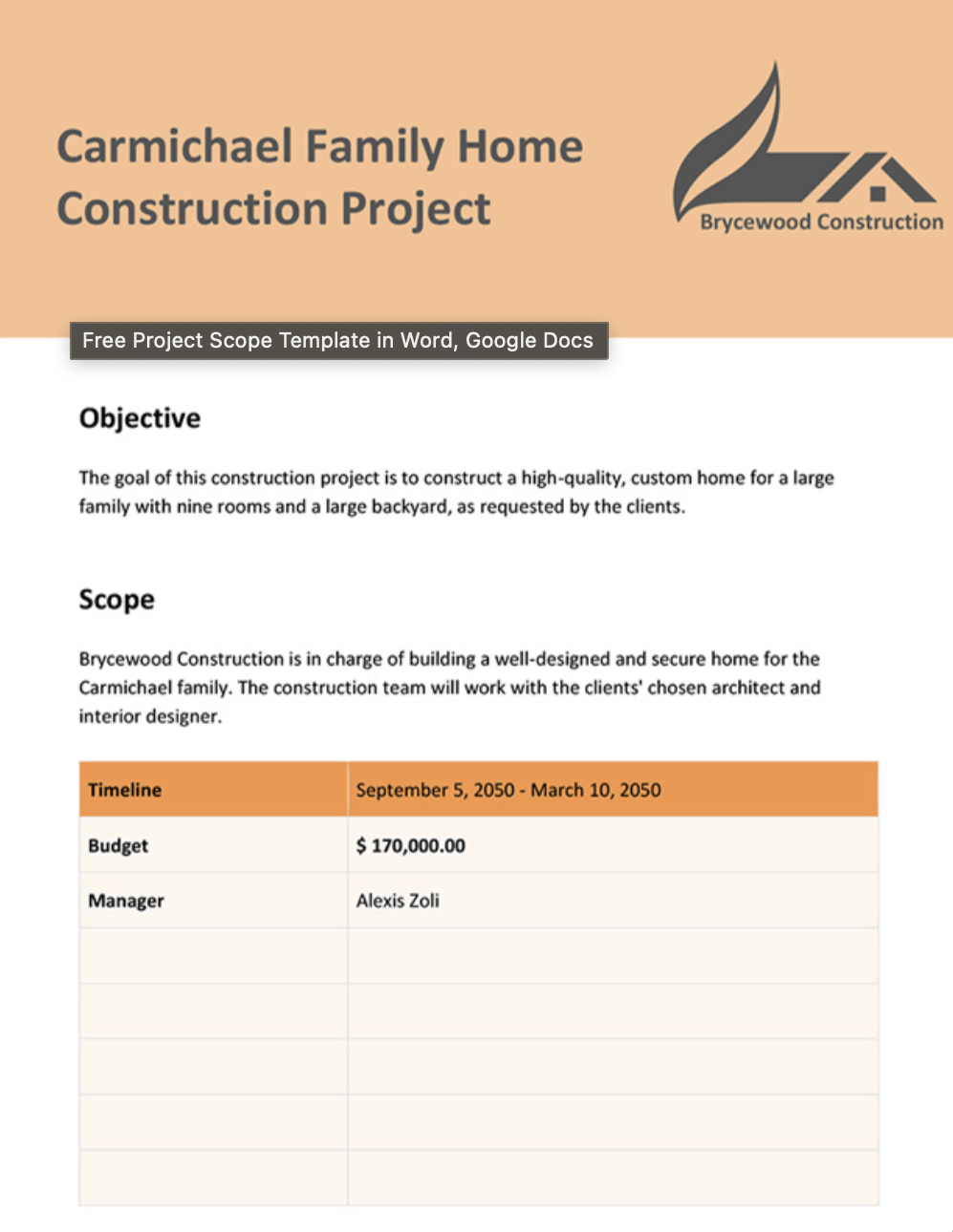 Project Scope of Work Template by Template.Net: Formal document structure for clear client expectations