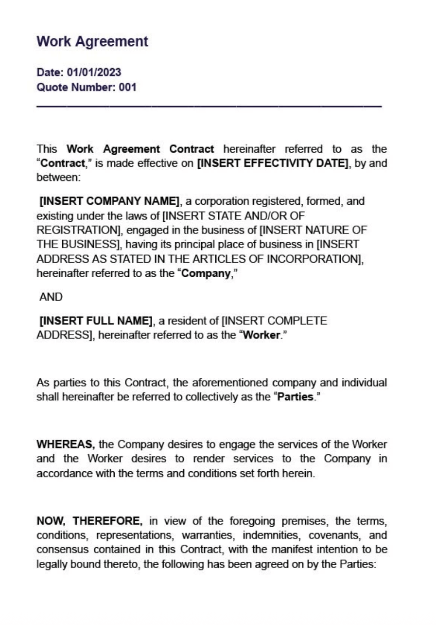 Professional Work Statement Template by GooDocs: Simple format for quick first draft and project setup