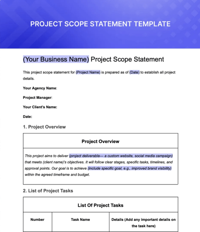 Project Scope Statement Template by ManyRequests: Collaboration-ready to invite team members for input