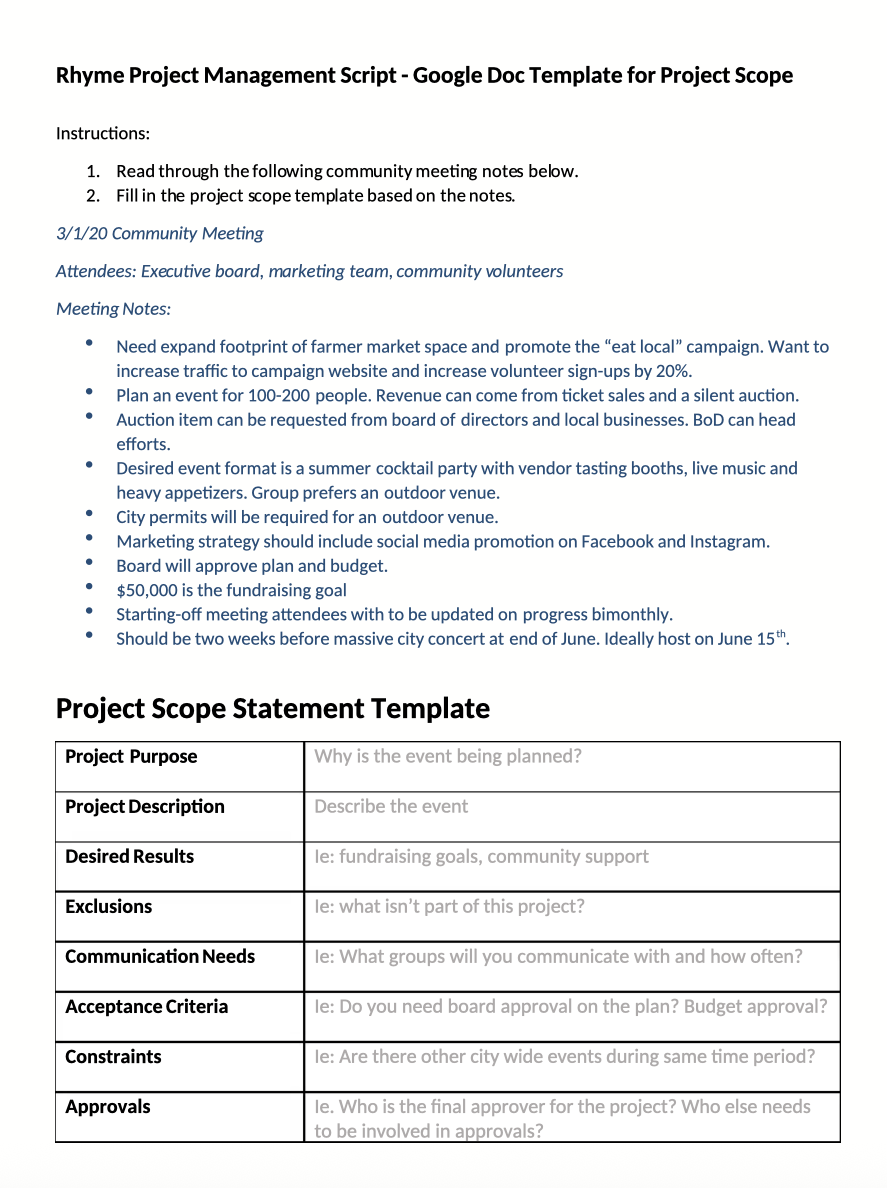 Project Scope Template by Scribd: Flexible template for structured project planning and client alignment