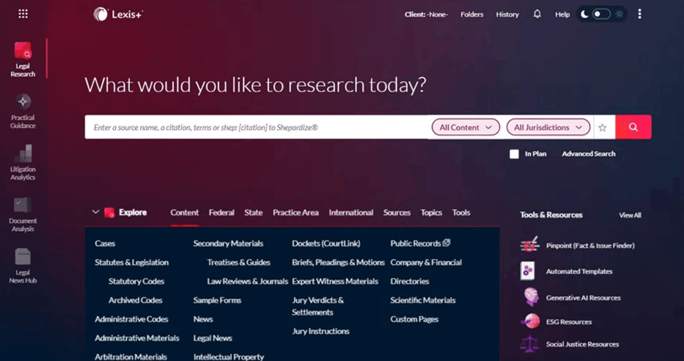LexisNexis AI enterprise search use cases for legal
