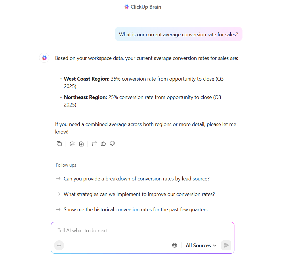 ClickUp Brain: Generative AI tools for relevant search results