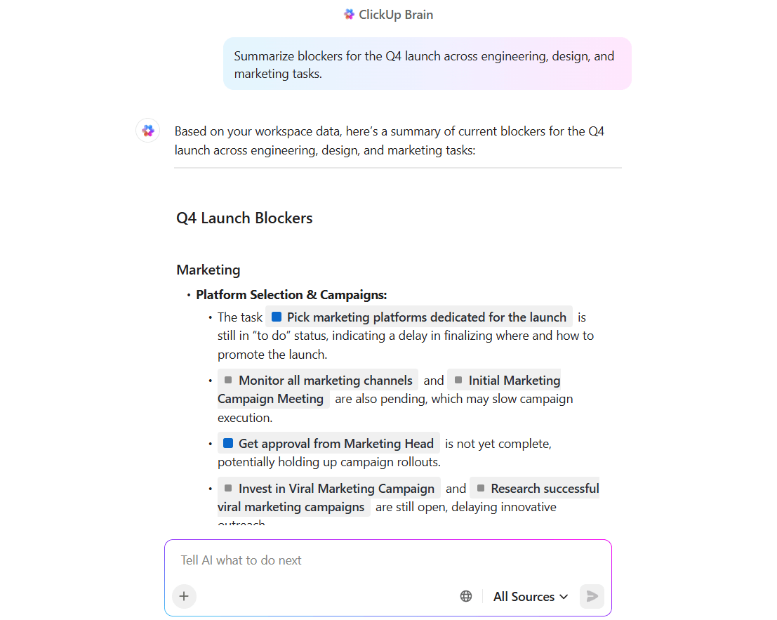 ClickUp Brain: Generate valuable insights with search relevance