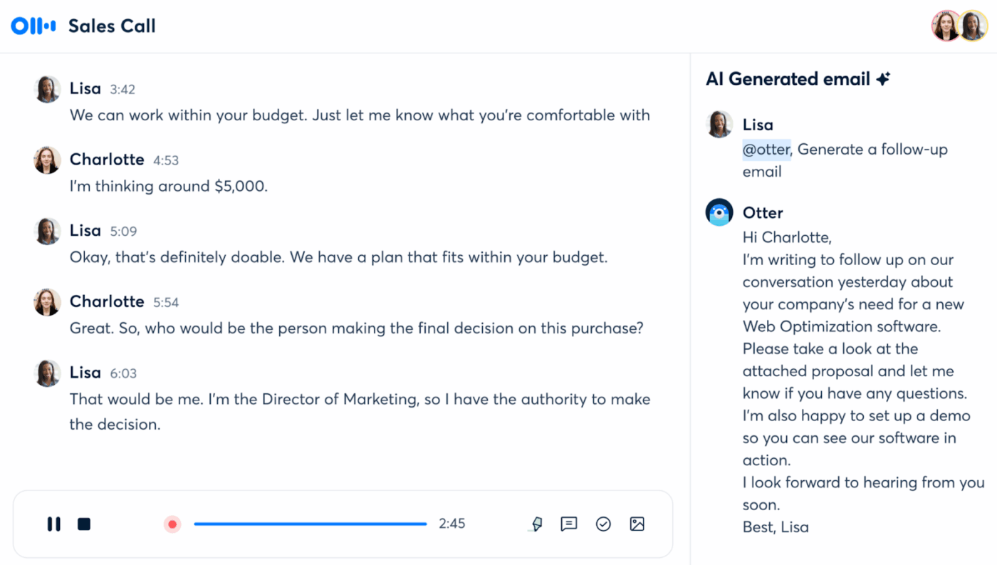 Otter.ai: AI voice assistant with key features for meetings