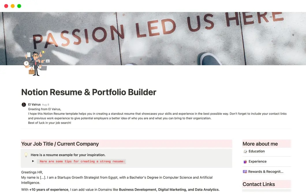 Notion Resume and Portfolio Builder: All in one tool to create a stunning job resume with portfolio