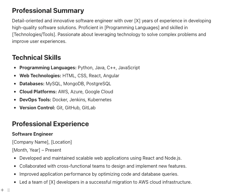 ClickUp Technical Resume Template: Highlight technical expertise and project experience with clarity