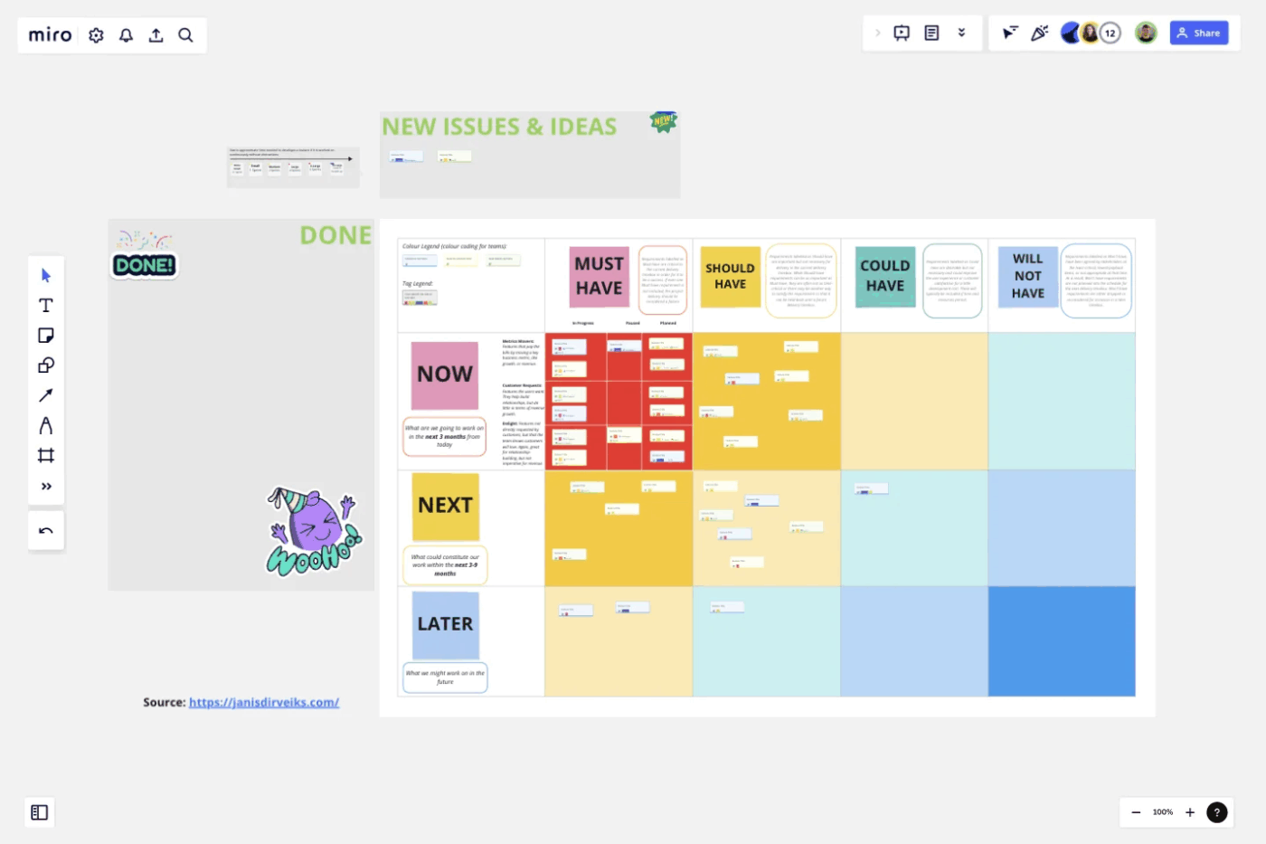 Miro Prioritized Product Roadmap Template