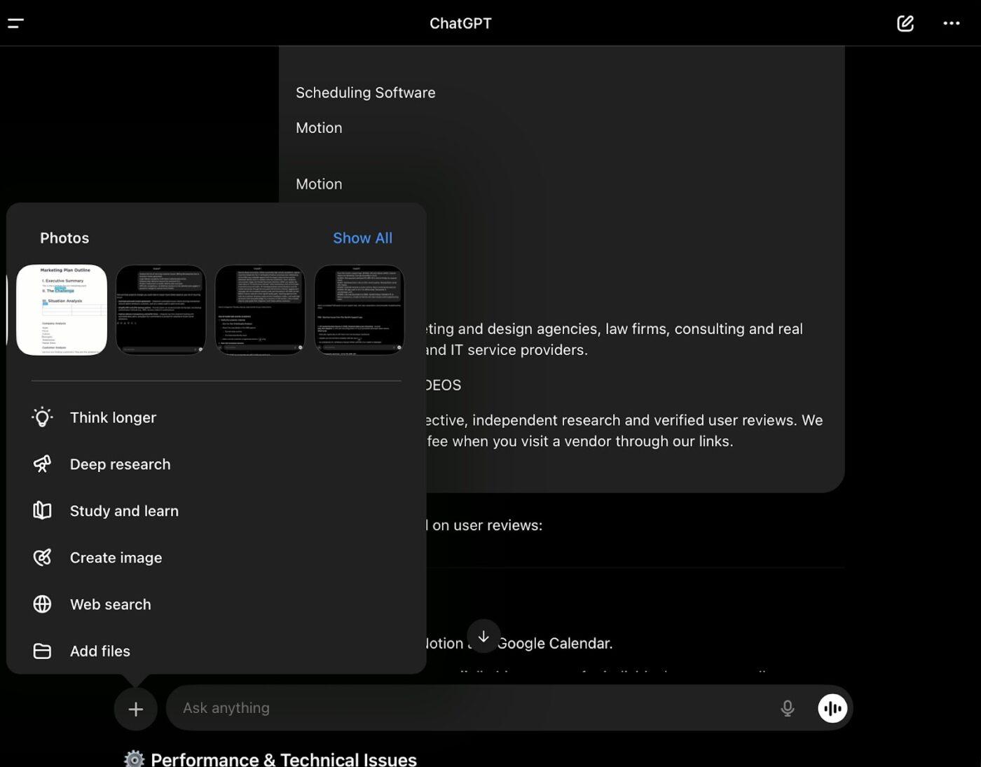 ChatGPT web search with natural language understanding