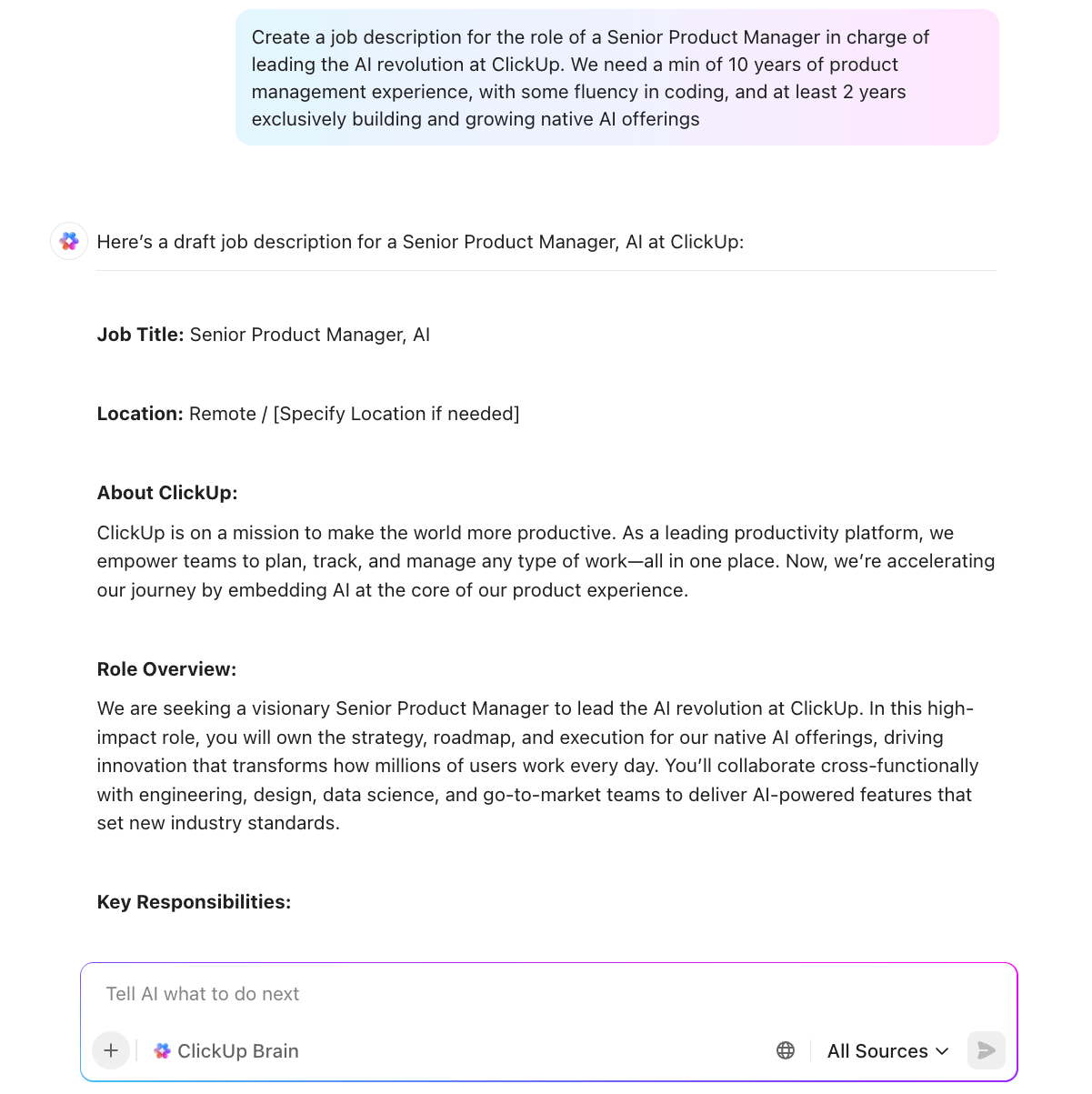Recruitment Automation Software: ClickUp Brain