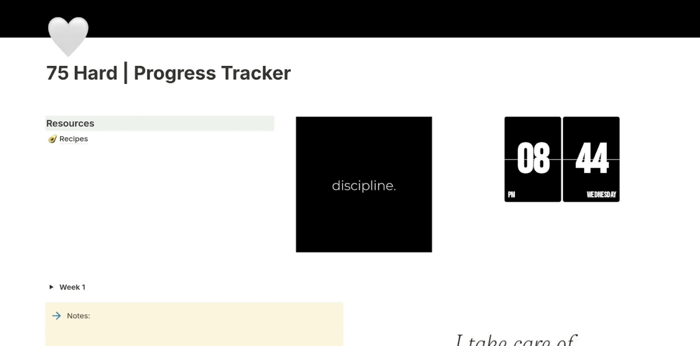 Notion 75 Hard template to track fails and successes