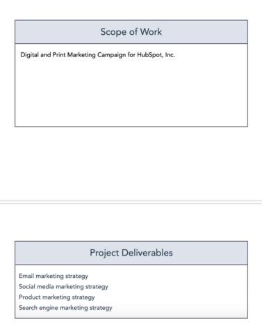 Scope of Work Template Google Docs by HubSpot: Clean layout with bullet points for clarity in project agreements