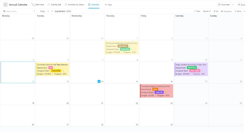  ClickUp Annual Calendar Template ; 