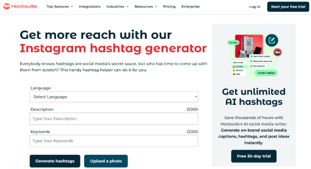 Hootsuite ; Instagram hashtag generator