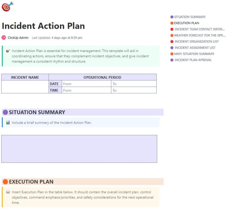  ClickUp Incident Action Plan Template