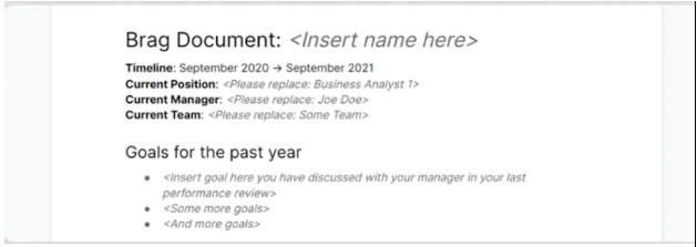 Brag Document Template by Dev.To