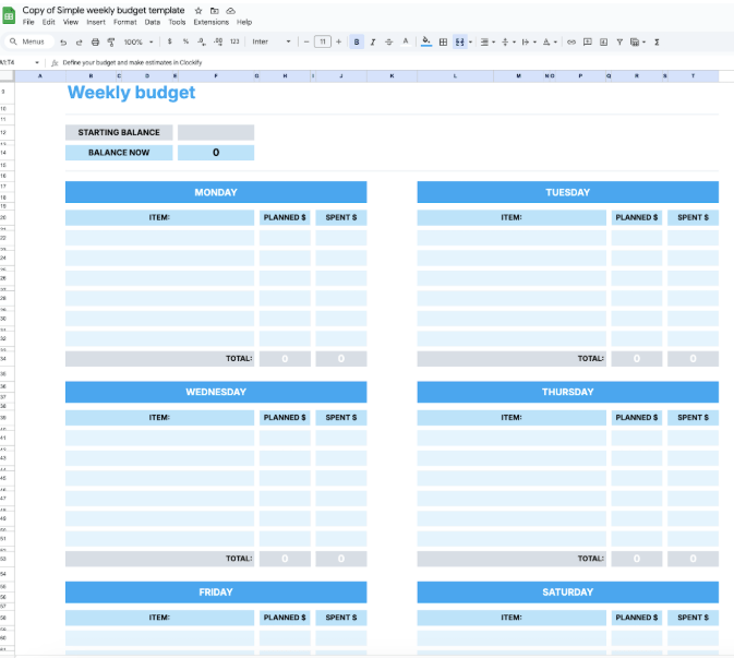 Simple Weekly Budget Template : 50/30/20 Budget Template