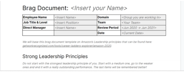 Leadership Principles Brag Document Template by Dev.To