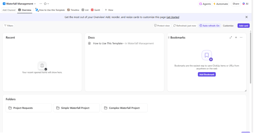 ClickUp Waterfall Management Gantt Chart Template