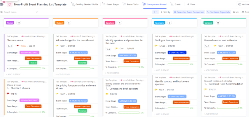 ClickUp Nonprofit Event Planning Template