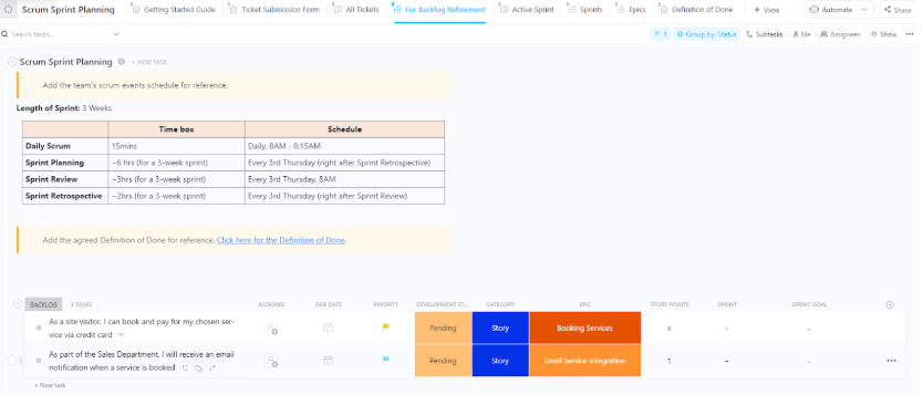 ClickUp Scrum Sprint Planning Template