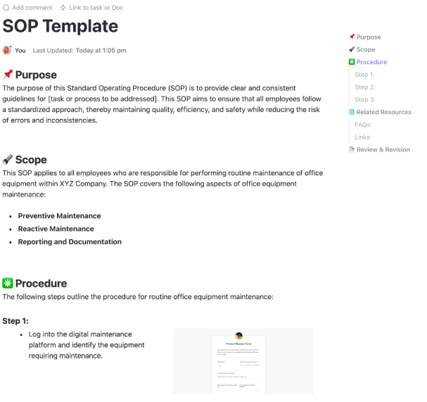 ClickUp Content Creation SOP Template