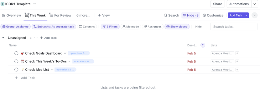 ClickUp Project Management Template