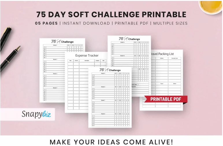 75-Day Soft Challenge Printable Free by SnapyBiz