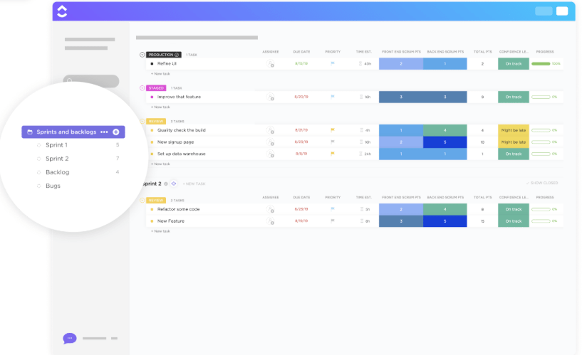ClickUp Backlogs and Sprints Template