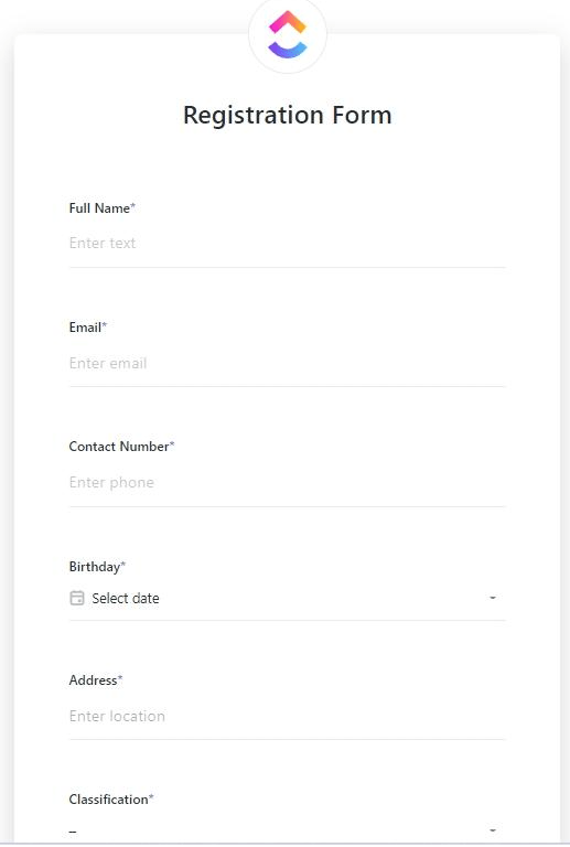 ClickUp Form Template : Product Evaluation Template