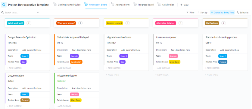  ClickUp Project Retrospective Template