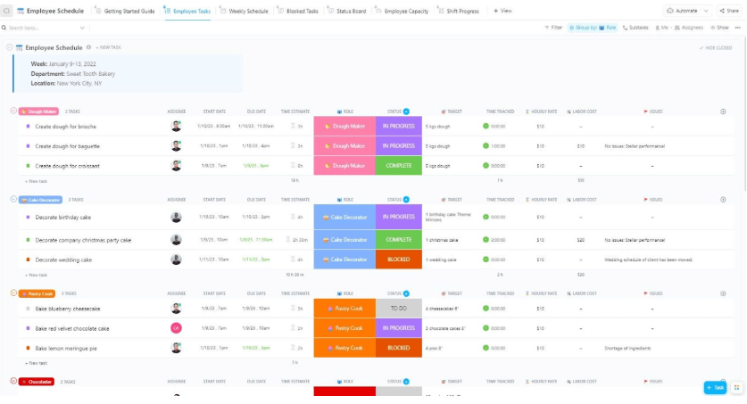 ClickUp Employee Schedule Template