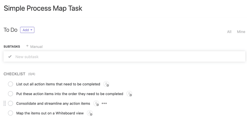 ClickUp Process Map Task Template