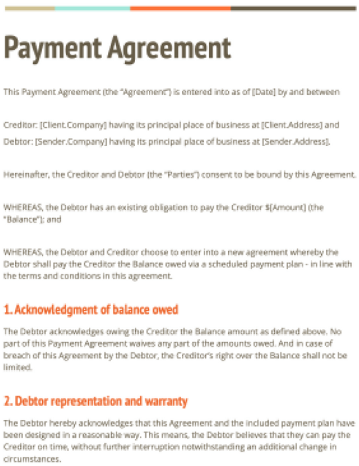 Signeasy Payment Agreement Template