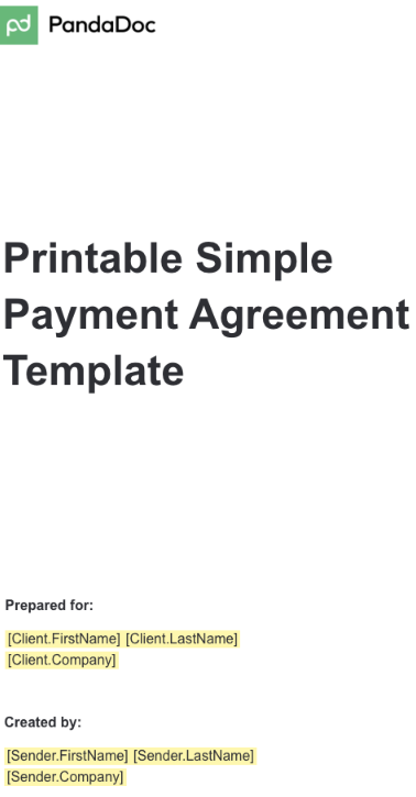 PandaDoc Simple Payment Agreement Template