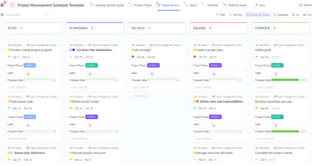 ClickUp Project Management Schedule Template