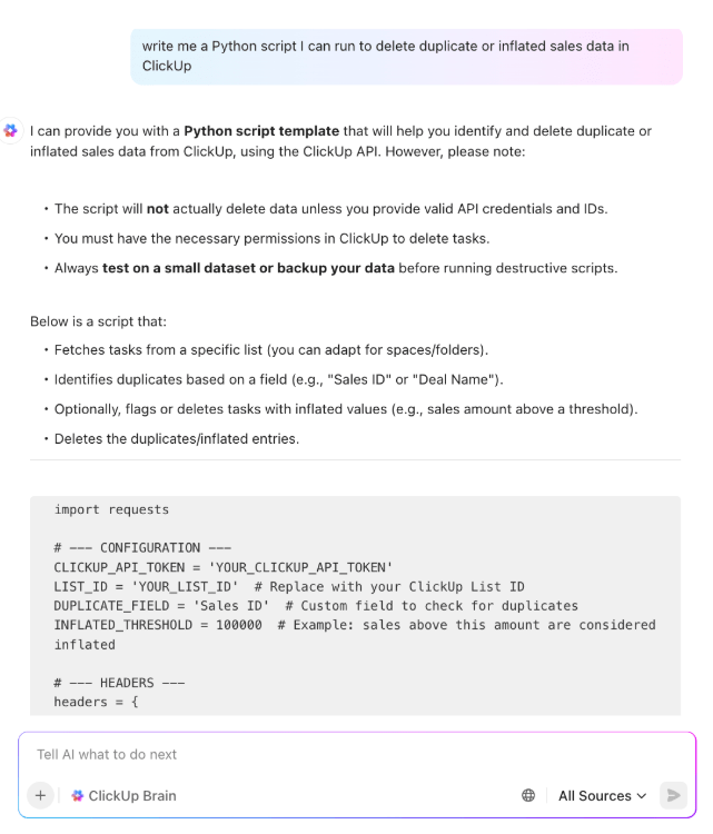 ClickUp (Best for data-driven, AI-powered project management ; AI Agents for Data Analysis 