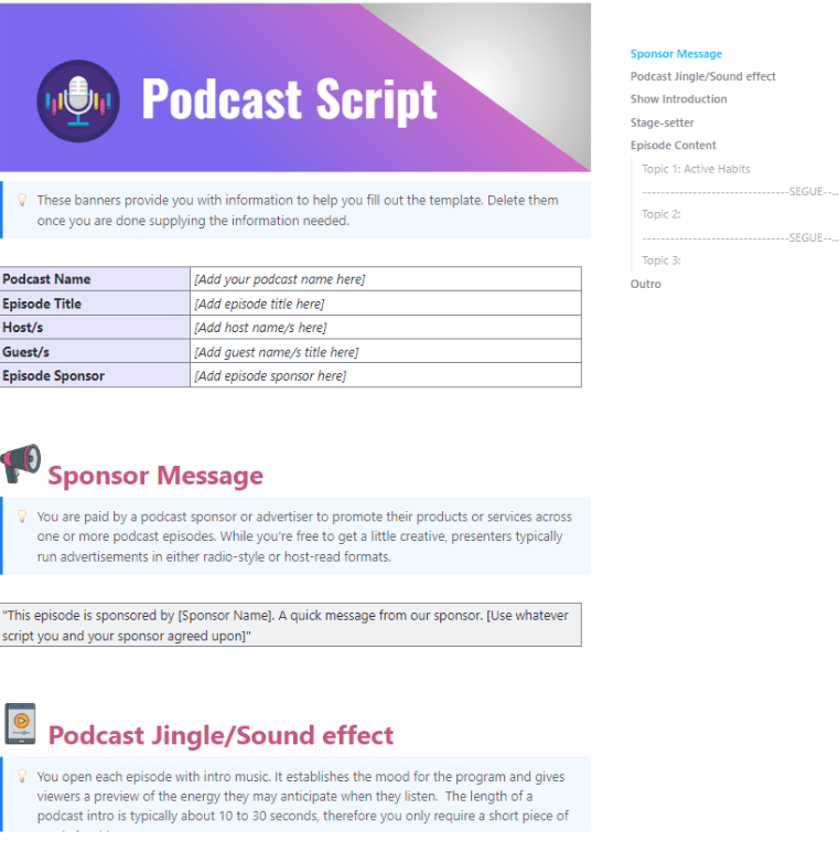 ClickUp Script Template : Video Script Template