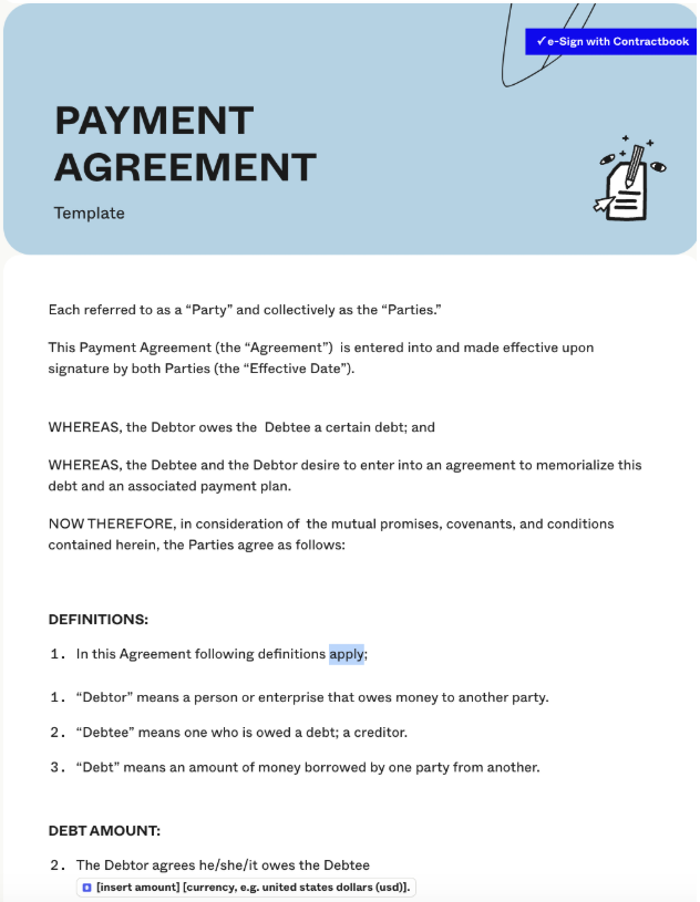 Contractbook Payment Agreement Template