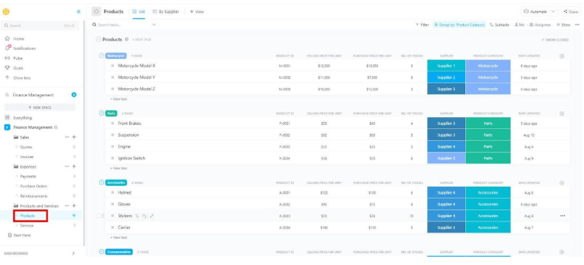ClickUp Finance Management Template