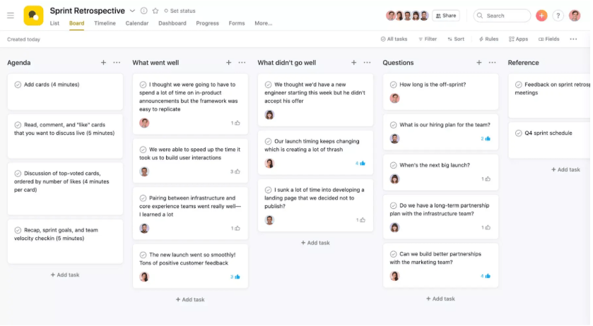 Asana Sprint Retrospective Template ; asana sprint planning template