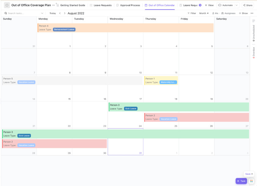 ClickUp Out of Office Coverage Plan Template : out of office plan template